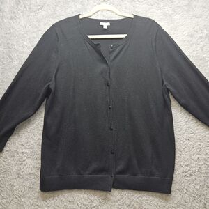 Talbots Womens Black Button UP Cardigan Sweater Size XL Classic Preppy